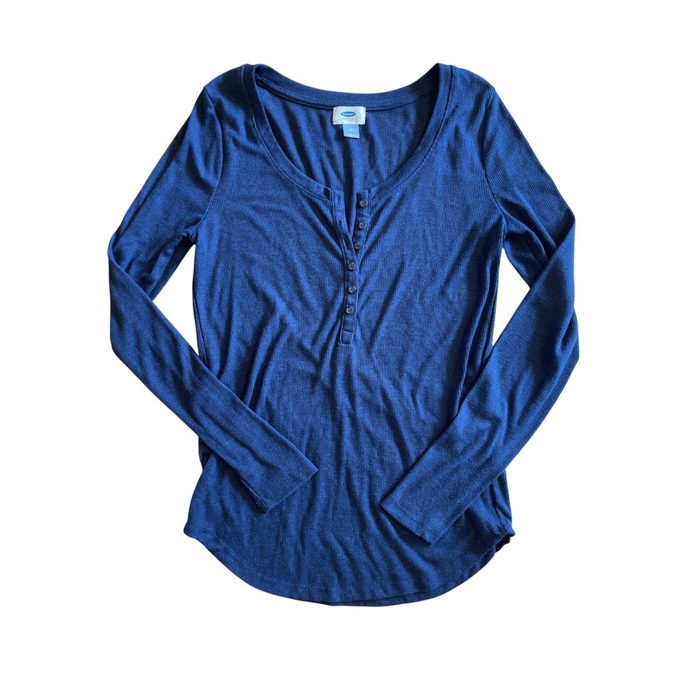 Old Navy Ribbed Henley Long Sleeve Shirt Navy Blue M Bella Swan Elena Gilbert